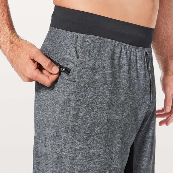 Lululemon T.H.E. Short Linerless 11" Heathered Texture Printed Greyt Deep Coal L - Picture 1 of 9